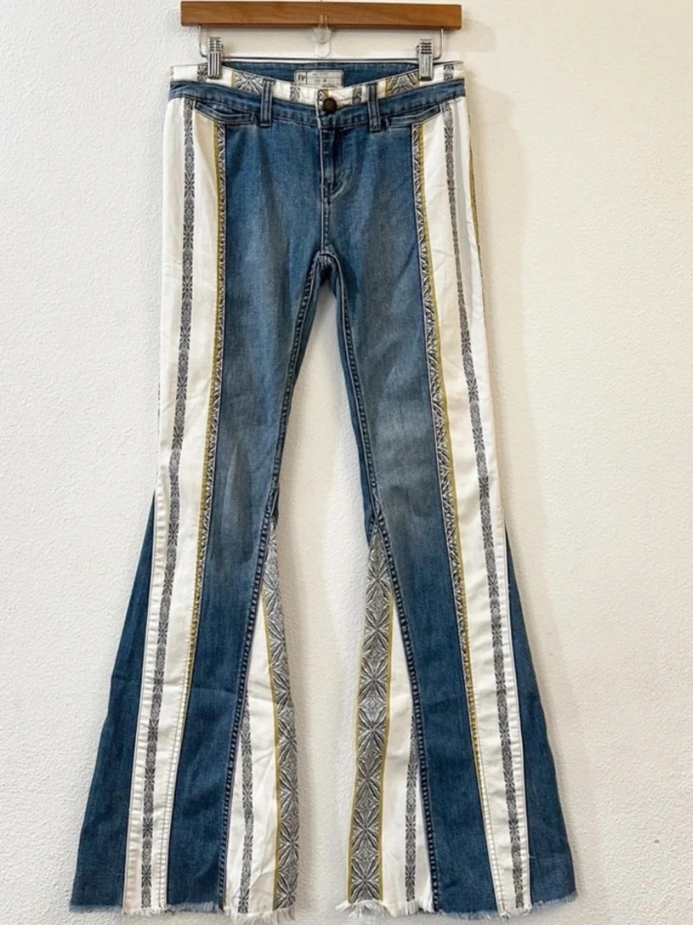 Free People Danica low rise flat jeans with patchwork details - Picture 3 of 9